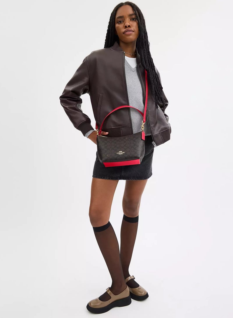 coachoutlet Coach Zip Top Shoulder Bag In Signature Canvas  - Image 4