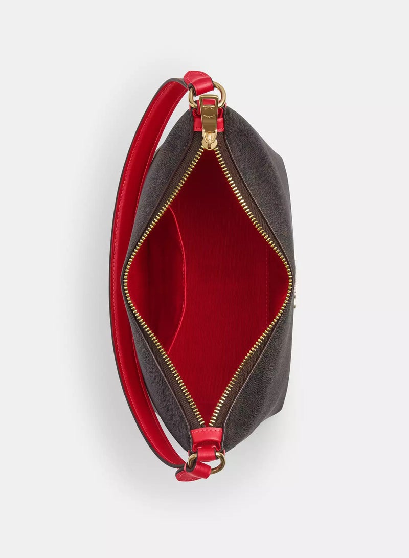 coachoutlet Coach Zip Top Shoulder Bag In Signature Canvas  - Image 3