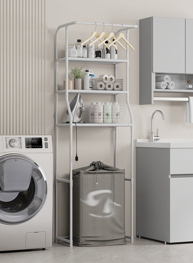 DUNISO 3-Tier Stable Bathroom Shelf Organizer Over The Toilet/Washing Machine Storage Rack Space Saver Shelving Units with Clothes Hanging Rod-Space Saving, Stable, Multifunctional - Image 5