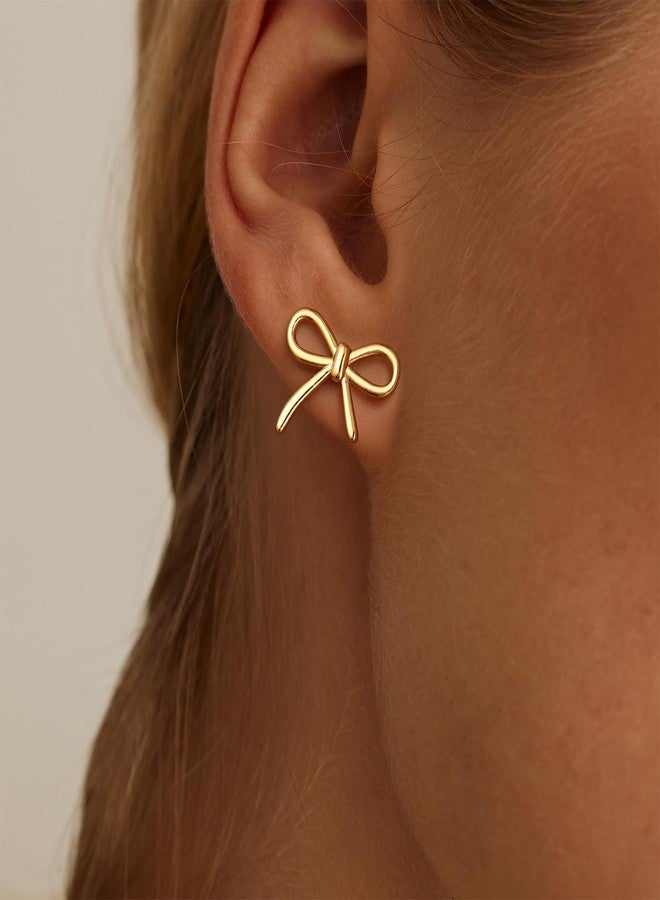 JIAOGE Bow Earrings for Women Trendy - Gold Stud Earrings for Women Jewelry Gold Hypoallergenic Bow Earrings for Girls Gifts for Girls Stuff Birthday Gifts for Women Mom Daughter Sister - Image 3
