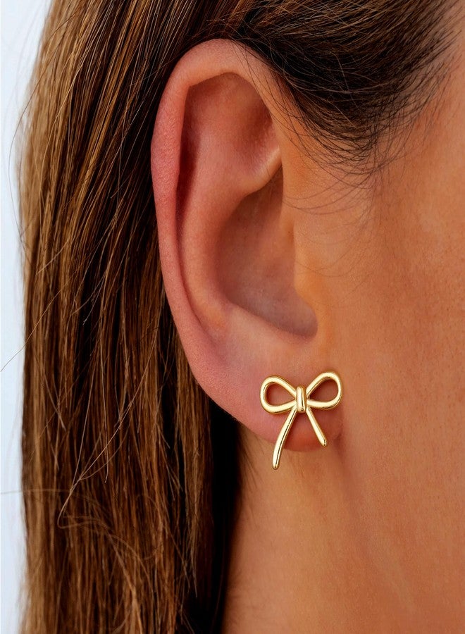 JIAOGE Bow Earrings for Women Trendy - Gold Stud Earrings for Women Jewelry Gold Hypoallergenic Bow Earrings for Girls Gifts for Girls Stuff Birthday Gifts for Women Mom Daughter Sister - Image 4