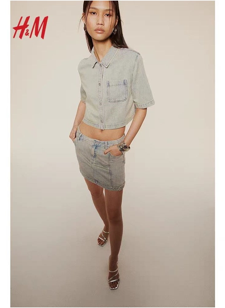 H and M - Summer New Fashionable And Comfortable Vintage Slim Fit Denim Mini Skirt - Image 1