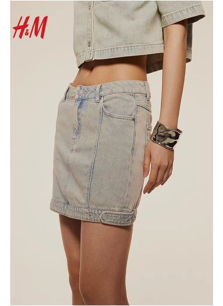 H and M - Summer New Fashionable And Comfortable Vintage Slim Fit Denim Mini Skirt - Image 1
