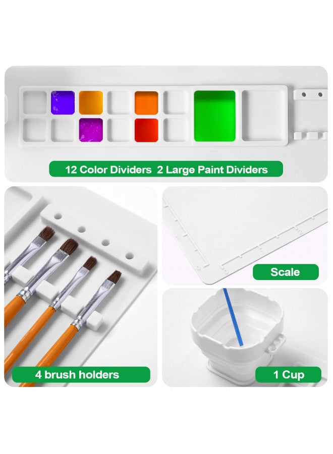AWOKE Silicone Painting Mat - 20"X16" Silicone Art Mat with 1 Water Cup for Kids - Silcone Craft Mat has12 Color Dividers - 2 Paint Dividers (White) - Image 1