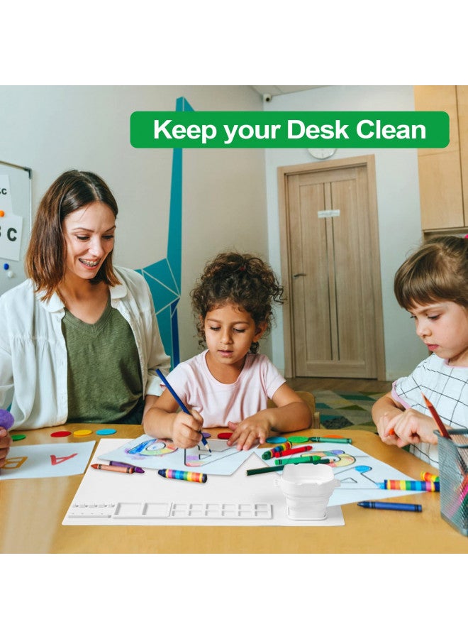 AWOKE Silicone Painting Mat - 20"X16" Silicone Art Mat with 1 Water Cup for Kids - Silcone Craft Mat has12 Color Dividers - 2 Paint Dividers (White) - Image 3