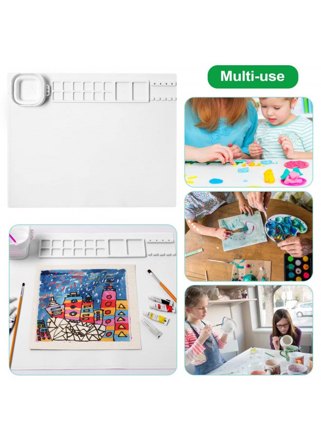 AWOKE Silicone Painting Mat - 20"X16" Silicone Art Mat with 1 Water Cup for Kids - Silcone Craft Mat has12 Color Dividers - 2 Paint Dividers (White) - Image 4