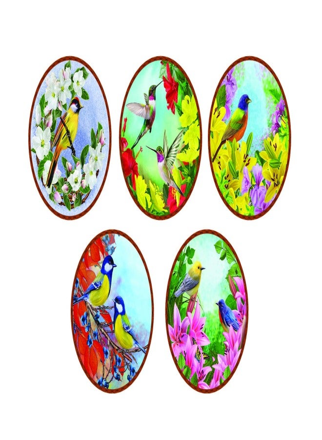 REAL ART Wall Hanging Ceramic Plates 7" (5 pcs Set) Multicolor (Design 6) - Image 1