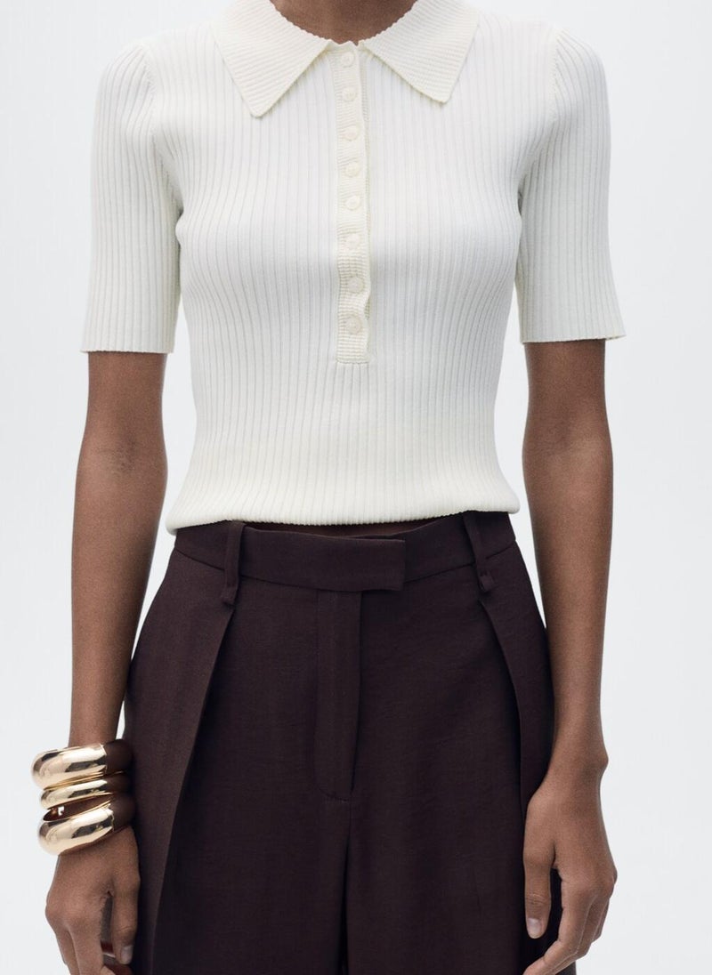 MANGO - Ribbed Polo-Neck Sweater - Image 1