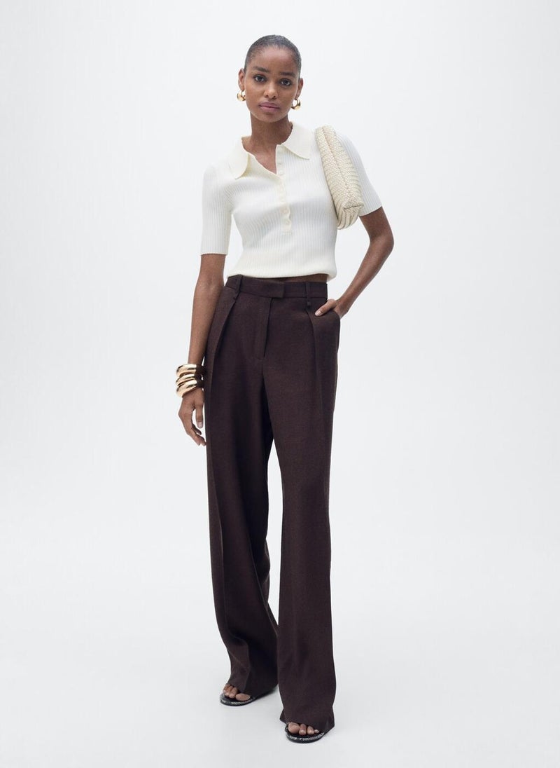 MANGO - Ribbed Polo-Neck Sweater - Image 1