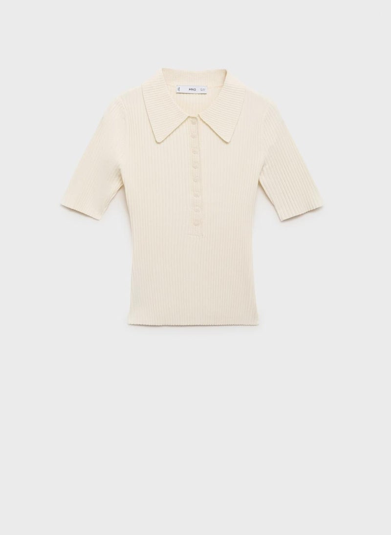 MANGO - Ribbed Polo-Neck Sweater - Image 1