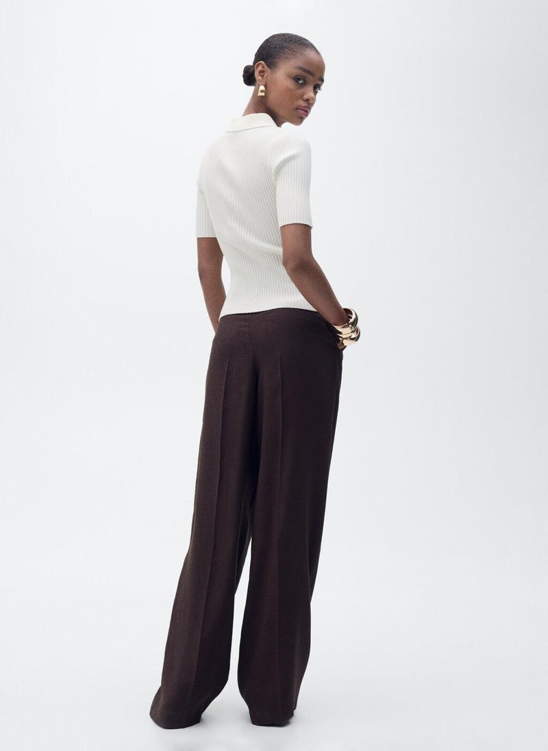 MANGO - Ribbed Polo-Neck Sweater - Image 1
