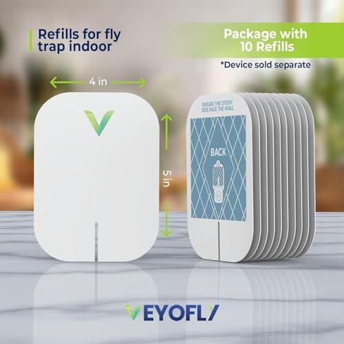 VEYOFLY Fly Trap Indoor Refill, Fruit Fly Traps for Indoors, Gnat Traps for House, Fly Catcher, Fly Trap, Plug in Catch for Fruit Flies, Moths, Gnats, Mosquito Trap (Pack of 10 Refills) - Image 2