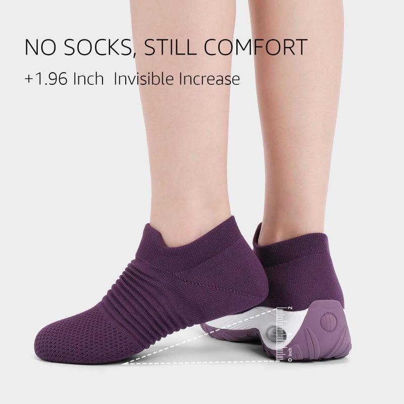 HKR Women's Walking Shoes Arch Support Non Slip Work Sneakers Breathable Knit Upper Lightweight for Plantar Fasciitis Prune Purple Size 8 - Image 5