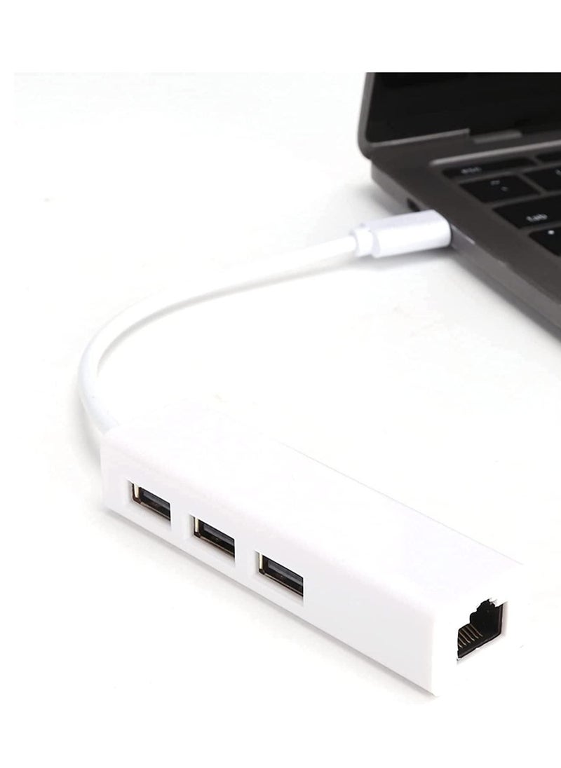 USB C Type C to Ethernet Adapter Portable Laptop Tablet PC USB2.0 Hub RJ45 Network Card Lan Adapter