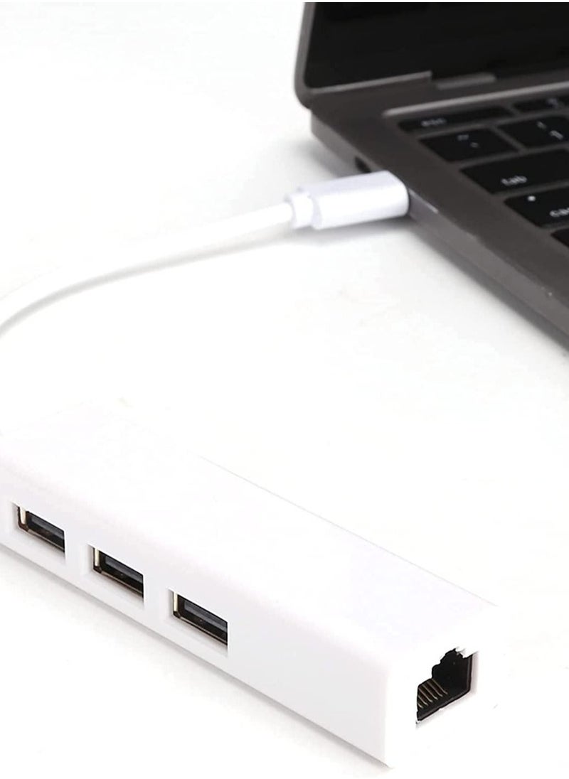 USB C Type C to Ethernet Adapter Portable Laptop Tablet PC USB2.0 Hub RJ45 Network Card Lan Adapter