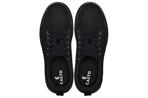 CALTO Men's Invisible Height Increasing Elevator Casual Shoes - Black/Black Sole Light-Weight Lace-up Knitted Casual Sporty Sneakers - 2.4 Inches Taller - X2320 - Size 10 D(M) US - Image 4