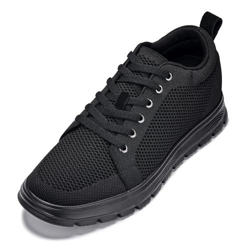 CALTO Men's Invisible Height Increasing Elevator Casual Shoes - Black/Black Sole Light-Weight Lace-up Knitted Casual Sporty Sneakers - 2.4 Inches Taller - X2320 - Size 10 D(M) US - Image 1