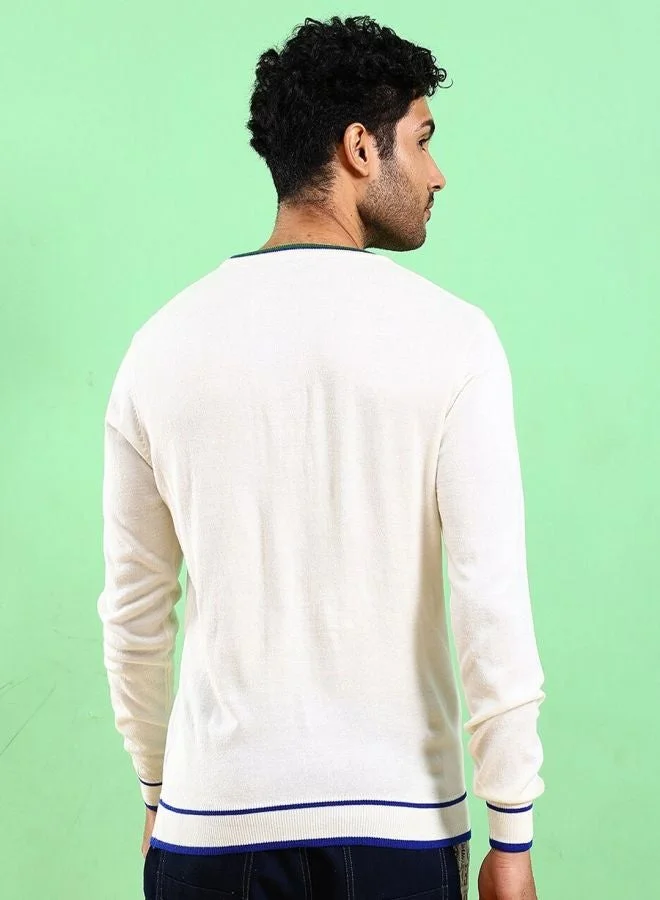 The Indian Garage Co The Indian Garage Co Men Regular Fit Self Design Crew Neck Sweater