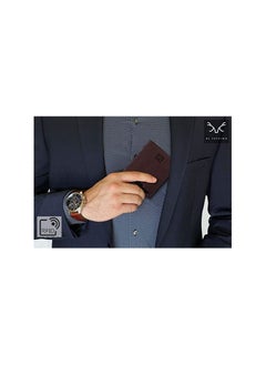 AL FASCINO AL FASCINO Brown Minimalist Slim Leather Wallet  - Image 4