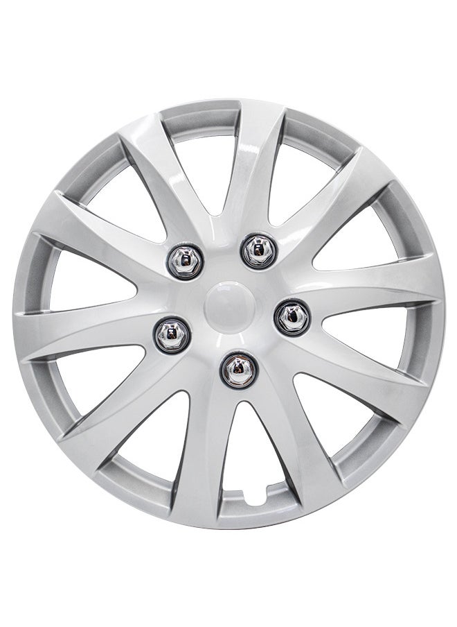 EMTC Pack of 4 EM-3111 Taiwan Wheel Cover | 16" Inch | Silver Universal Nested Style  - Image 2