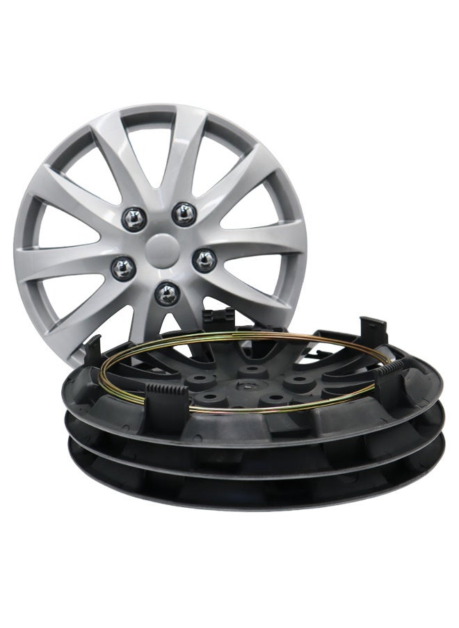 EMTC Pack of 4 EM-3111 Taiwan Wheel Cover | 16" Inch | Silver Universal Nested Style  - Image 3