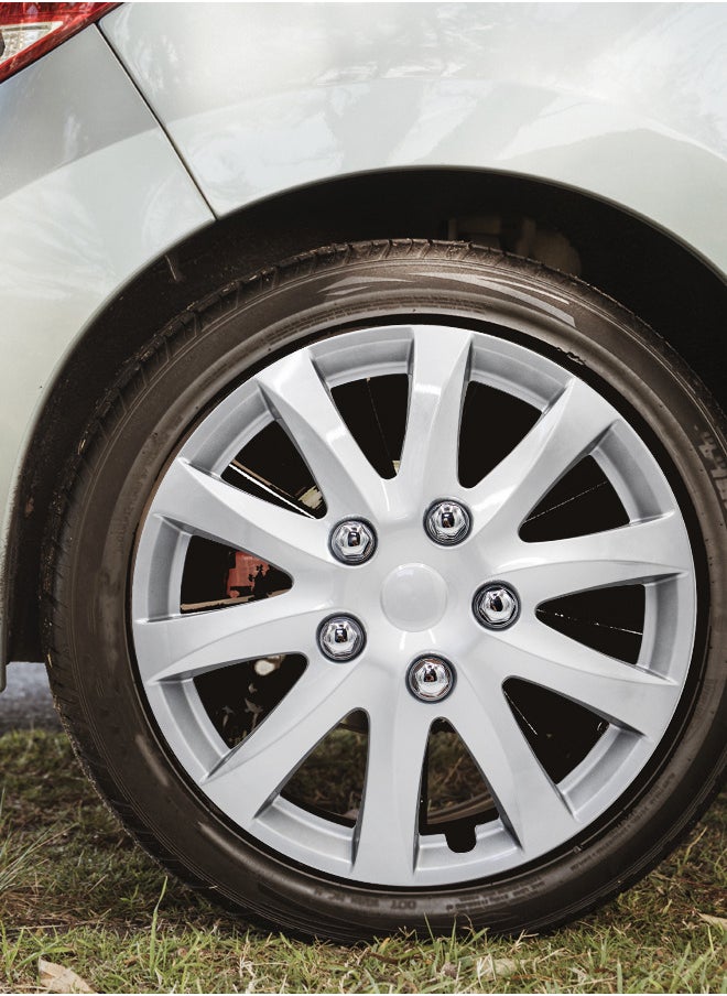 EMTC Pack of 4 EM-3111 Taiwan Wheel Cover | 16" Inch | Silver Universal Nested Style  - Image 4