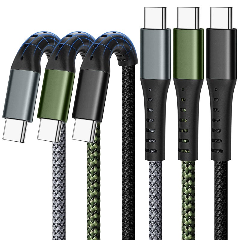 DFLASHS 3-Pack 3FT 60W Type C to Type C Nylon Braided USB C Fast Charging Cable for S23 Ultra/A14/S23/A54, iPhone 16/Pro Max, iPhone 15/Pro Max, Pixel 8 7, Redmi, iPad Pro, MacBook Pro and More (3FT) - Image 1