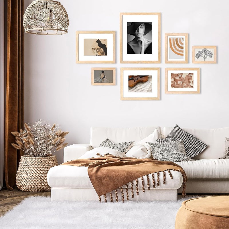 Kinlink 3.5x5 إطارات الصور إطارات الخشب الطبيعي مع زجاج شبكي لأعلى الطاولة وجدار إطارات صور التثبيت للعرض الأفقي أو العمودي 4 حزمة - Image 4