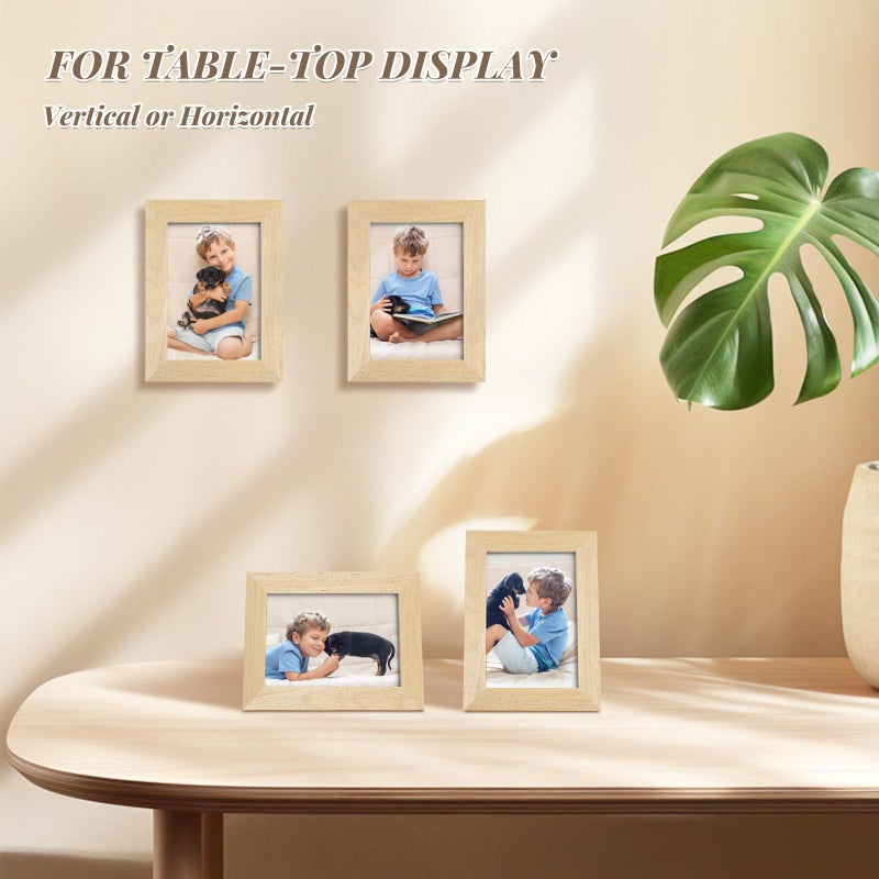 Kinlink 3.5x5 إطارات الصور إطارات الخشب الطبيعي مع زجاج شبكي لأعلى الطاولة وجدار إطارات صور التثبيت للعرض الأفقي أو العمودي 4 حزمة - Image 5