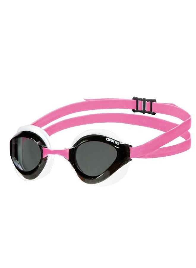 arena Arena Python Racing Swim Goggles for Men and Women, UV Protection, Anti-Fog, Dual Strap, Non-Mirror Lens, Smoke/White/Fuchsia  - Image 1