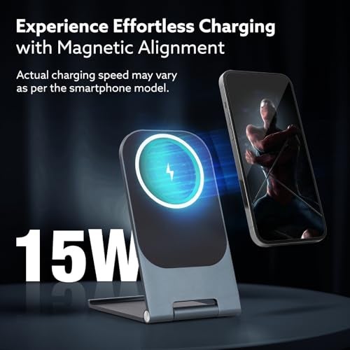 AGARO Elegant Wireless Charger, 15W, Qi-Certified, Charging Stand for iPhone 15/15 Plus/15 Pro/15 Pro Max, 14/14 Plus/14 Pro/14 Pro Max & 13/12/11 Series - Image 3
