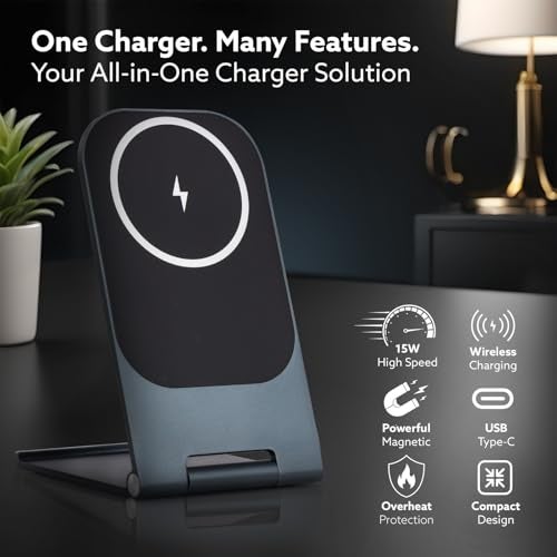 AGARO Elegant Wireless Charger, 15W, Qi-Certified, Charging Stand for iPhone 15/15 Plus/15 Pro/15 Pro Max, 14/14 Plus/14 Pro/14 Pro Max & 13/12/11 Series - Image 2