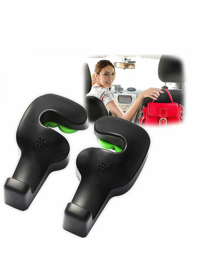 Excefore Car Headrest Hook, Car Hook, Car Purse Hook, Headrest Hooks for Car Hook Headrest Hangers, Purse Hook for Hanger Purse or Grocery Bags for Automotive Front Back Seat Headrest, Black, 2 Pack - Image 1