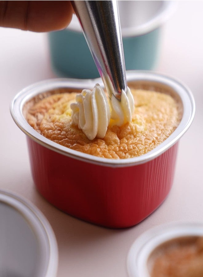 yeload 60 Pcs Heart Shaped Cake Pans with Lids, Aluminum Mini Cake Pans, 3.4 Oz/ 100ml Foil Disposable Flan Pan Cupcake Tins Baking Pan for Valentine's Mother's Day Party (White, Red, Pink, Red Heart, 60) - Image 4