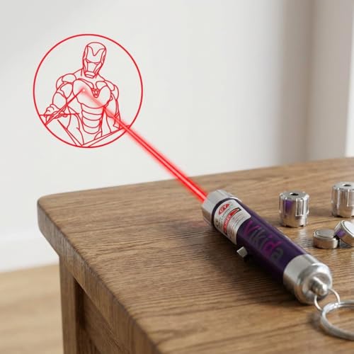 VikriDA Red Light Laser Beam Pointer Toy – Action Hero Series with 4 Interchangeable Projection Caps for Kids Fun & Party Play - Red - Image 1