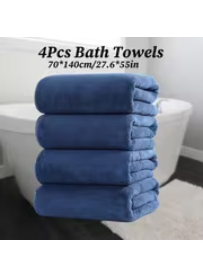 إيروريكس طقم 4 مناشف 70×140 سم – مايكروفايبر ناعم وفاخر بملمس مخملي، لفافات كبيرة للنساء والرجال بتصميم كرتوني عصري بعدة ألوان - Image 2