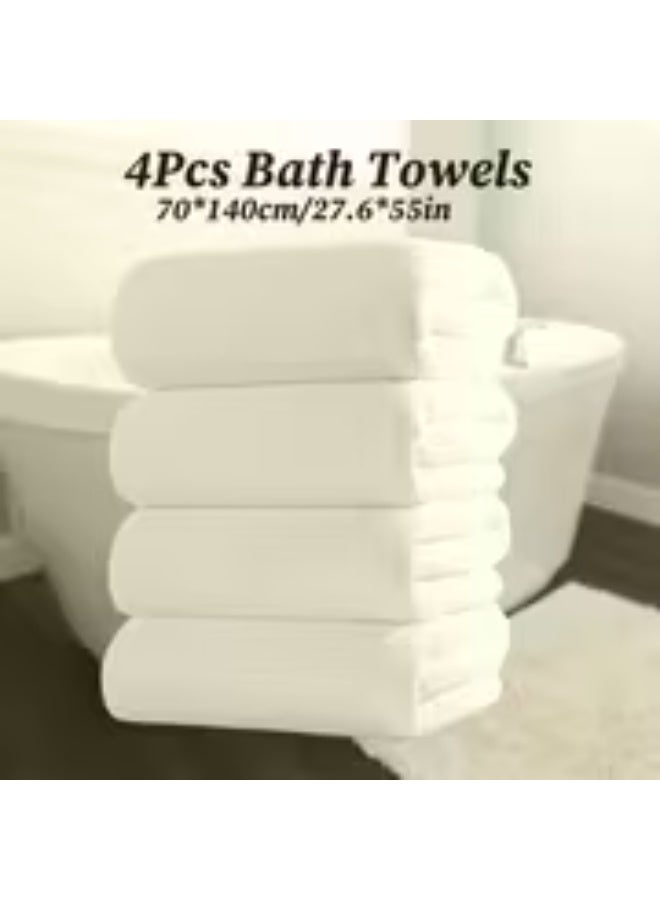 إيروريكس طقم 4 مناشف 70×140 سم – مايكروفايبر ناعم وفاخر بملمس مخملي، لفافات كبيرة للنساء والرجال بتصميم كرتوني عصري بعدة ألوان - Image 1