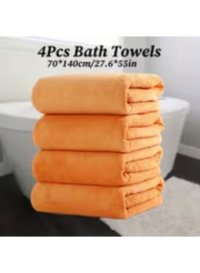 إيروريكس طقم 4 مناشف 70×140 سم – مايكروفايبر ناعم وفاخر بملمس مخملي، لفافات كبيرة للنساء والرجال بتصميم كرتوني عصري بعدة ألوان - Image 4