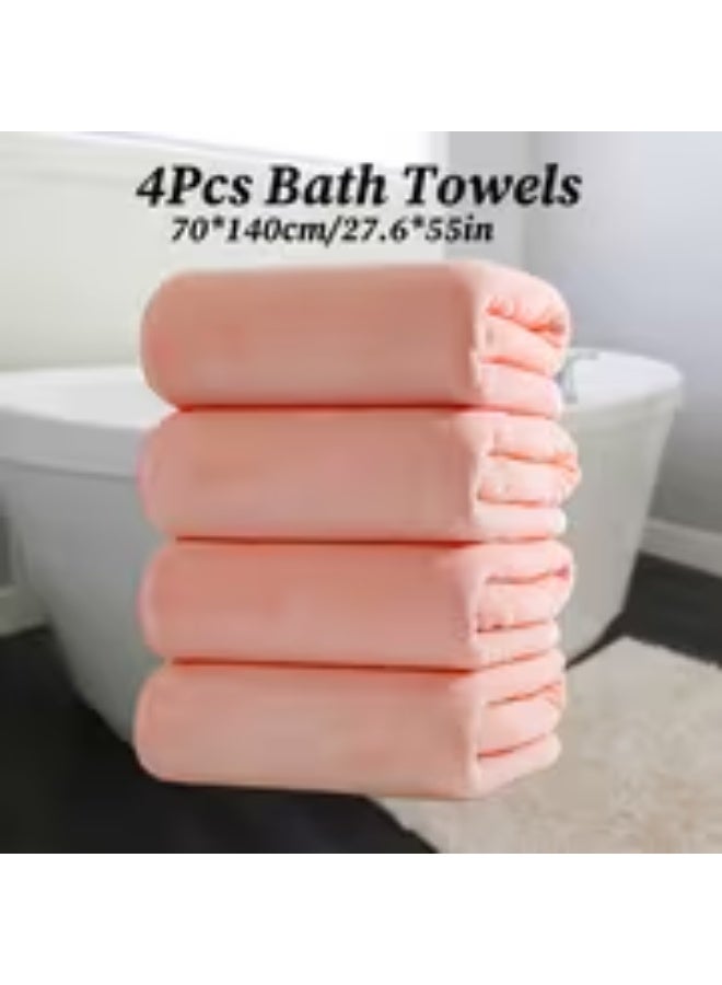 إيروريكس طقم 4 مناشف 70×140 سم – مايكروفايبر ناعم وفاخر بملمس مخملي، لفافات كبيرة للنساء والرجال بتصميم كرتوني عصري بعدة ألوان - Image 3