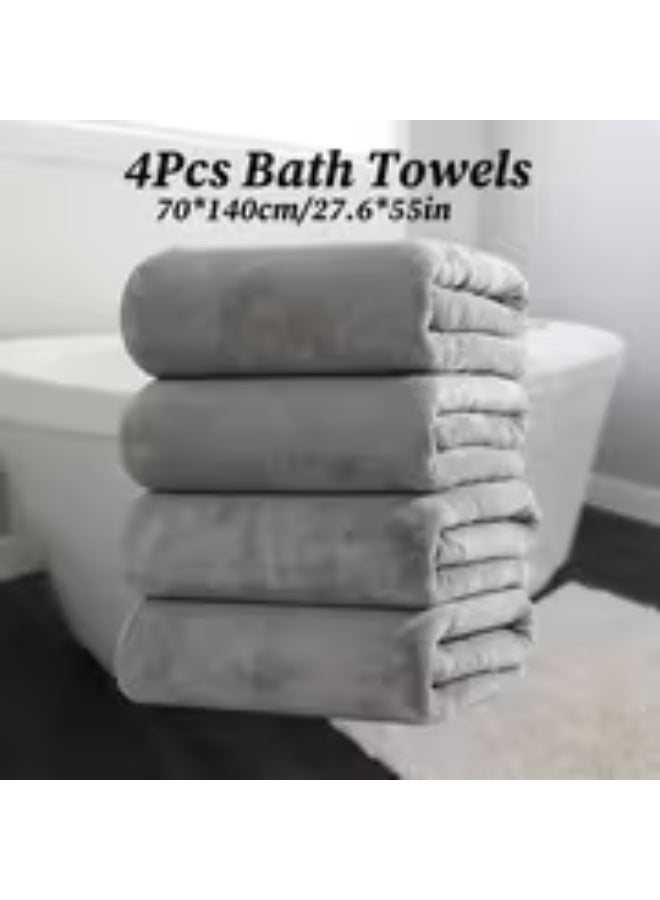 إيروريكس طقم 4 مناشف 70×140 سم – مايكروفايبر ناعم وفاخر بملمس مخملي، لفافات كبيرة للنساء والرجال بتصميم كرتوني عصري بعدة ألوان - Image 5