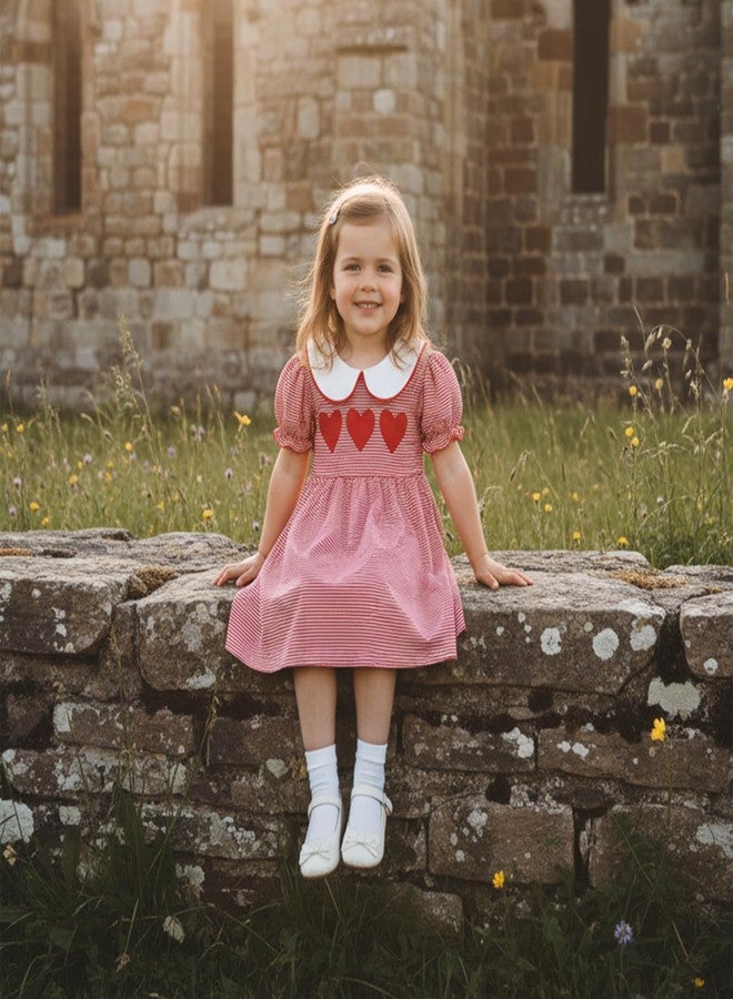 Mieeyali Church Easter Dresses for Toddler Girls Easter Dress Jesus Loves Me Smocked Baby Girl Clothes Baptism Outfit, Red Valentine P, 3-4 Years - Image 2