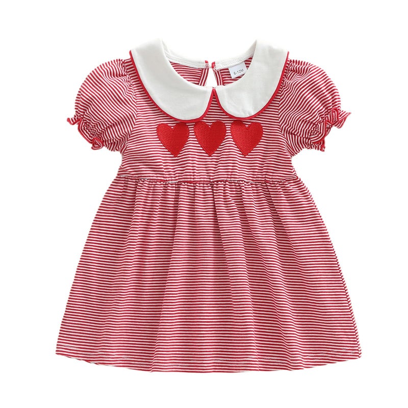 Mieeyali Church Easter Dresses for Toddler Girls Easter Dress Jesus Loves Me Smocked Baby Girl Clothes Baptism Outfit, Red Valentine P, 3-4 Years - Image 1