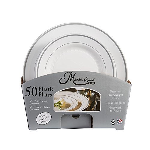WNA Masterpiece Premium Quality Heavyweight Plastic Plates: 25 Dinner Plates and 25 Salad Plates - Image 4