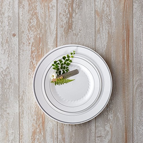 WNA Masterpiece Premium Quality Heavyweight Plastic Plates: 25 Dinner Plates and 25 Salad Plates - Image 2