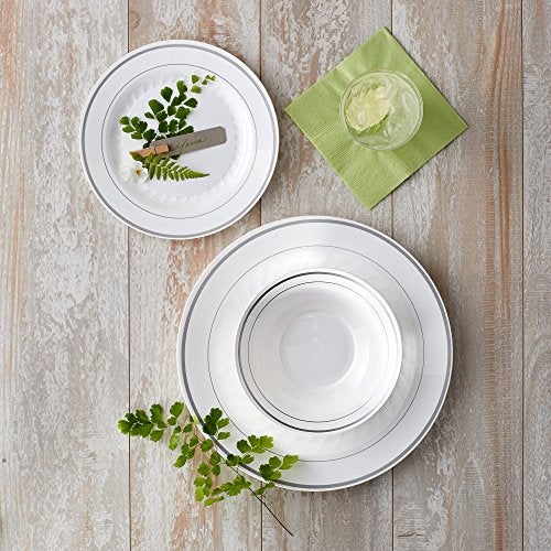 WNA Masterpiece Premium Quality Heavyweight Plastic Plates: 25 Dinner Plates and 25 Salad Plates - Image 3