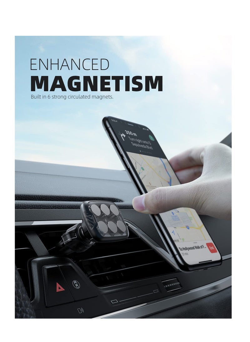 Excefore Car Magnetic Phone Holder, Magnetic Car Mount, with 6 Strong Magnets, Vent Cell Phone Holder Mount, Cell Phone Holder for Car Case Friendly for All Smartphones (Black) - Image 2