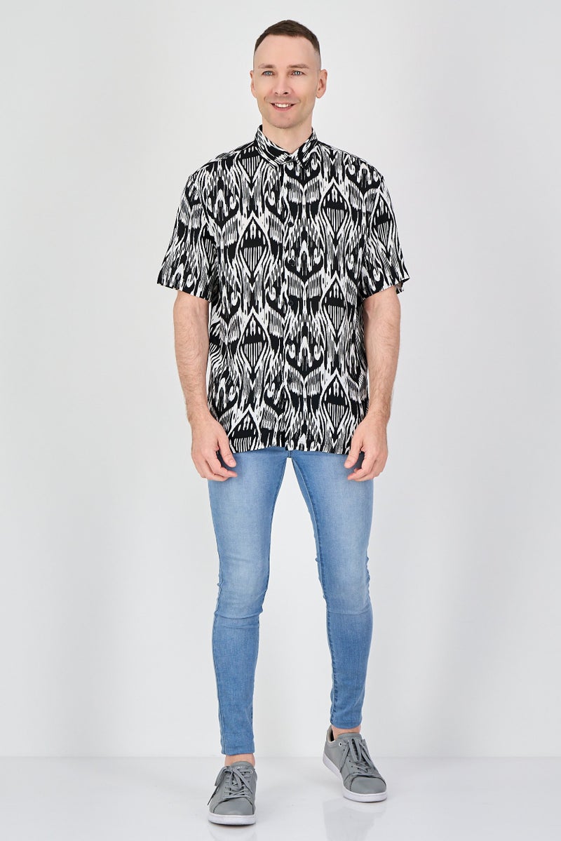 Celio Men Regular Fit Short Sleeve Allover print Casual Shirt, Multicolor - Image 4