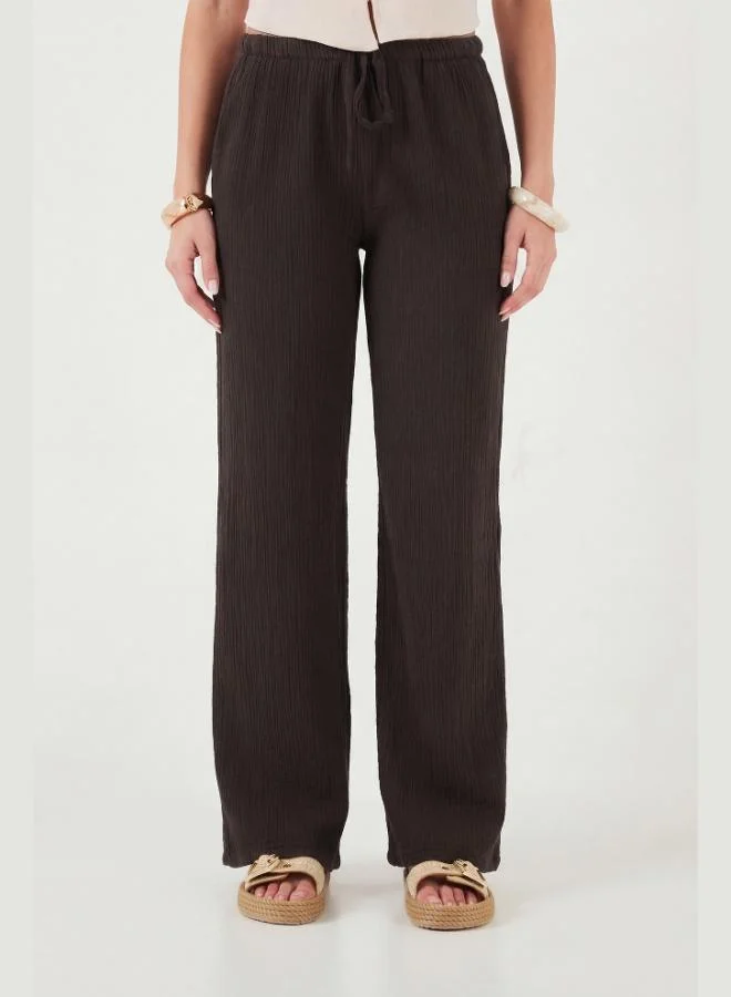 Lela  Lela Cotton Relaxed Fit Wide Leg Muslin Trousers Women's Pants 668YP5502 for Women | Best Price UAE