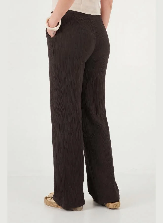 Lela  Lela Cotton Relaxed Fit Wide Leg Muslin Trousers Women's Pants 668YP5502 for Women | Best Price UAE