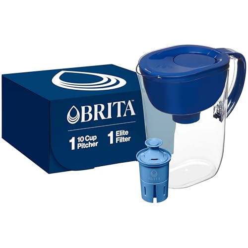 Brita Everyday Elite Water Filter Pitcher, Removes 99% of Lead, Includes 1 Filter, 10-Cup Capacity, Blue - Image 1